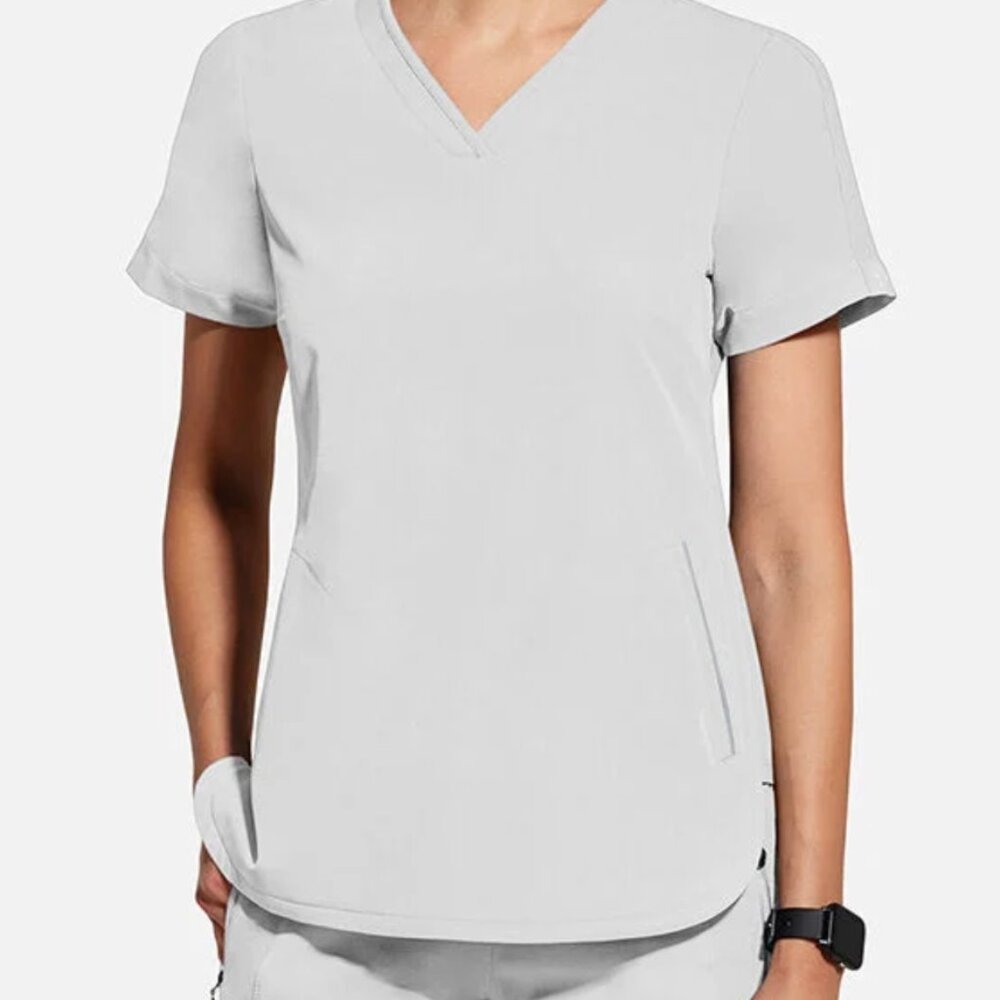 Healing Hands Skyler V-Neck Scrub Top - Light Grey